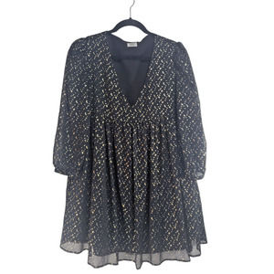 Aritzia Sunday Best Womens Black Gold V Neck Lined Top size XS Work Office Profe